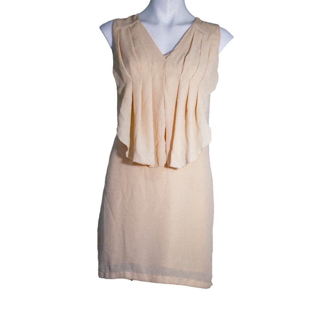 Esley Sleeveless Peach Ruffle Zip Up Dress sz m